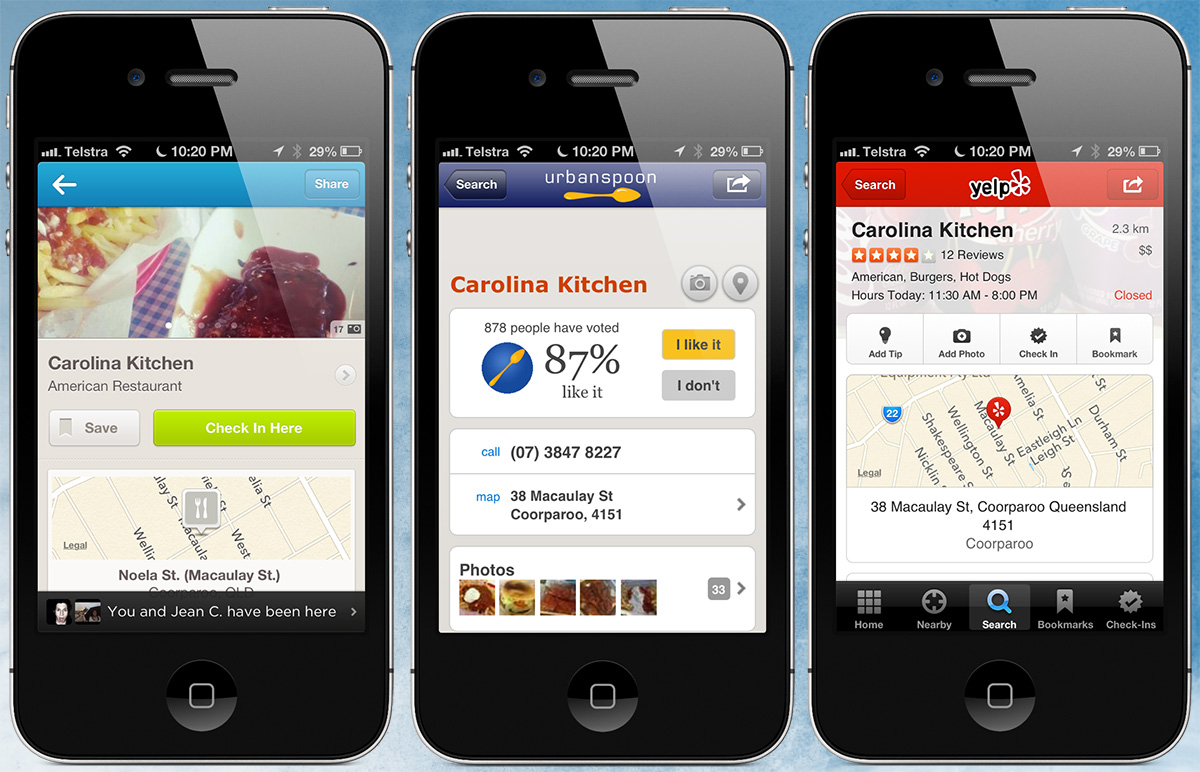 Comparision between Foursquare, UrbanSpoon & Yelp