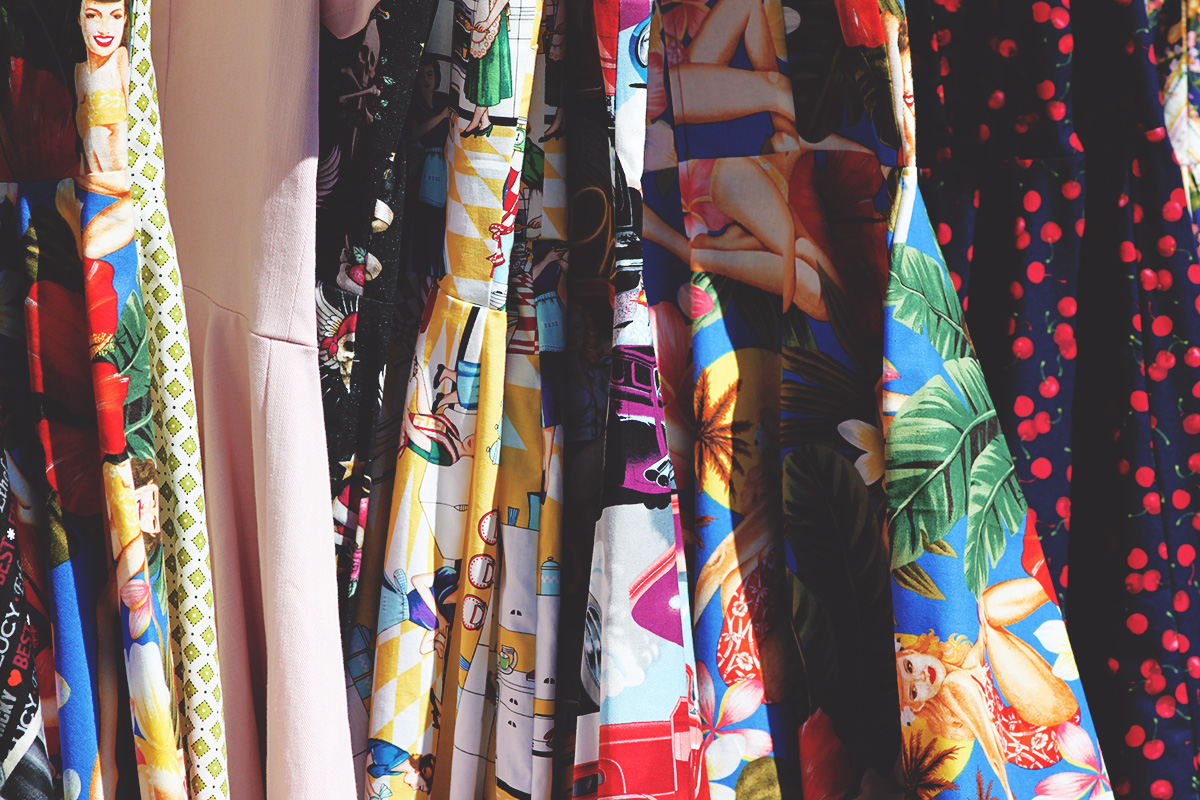 Rockabilly dresses in a rack